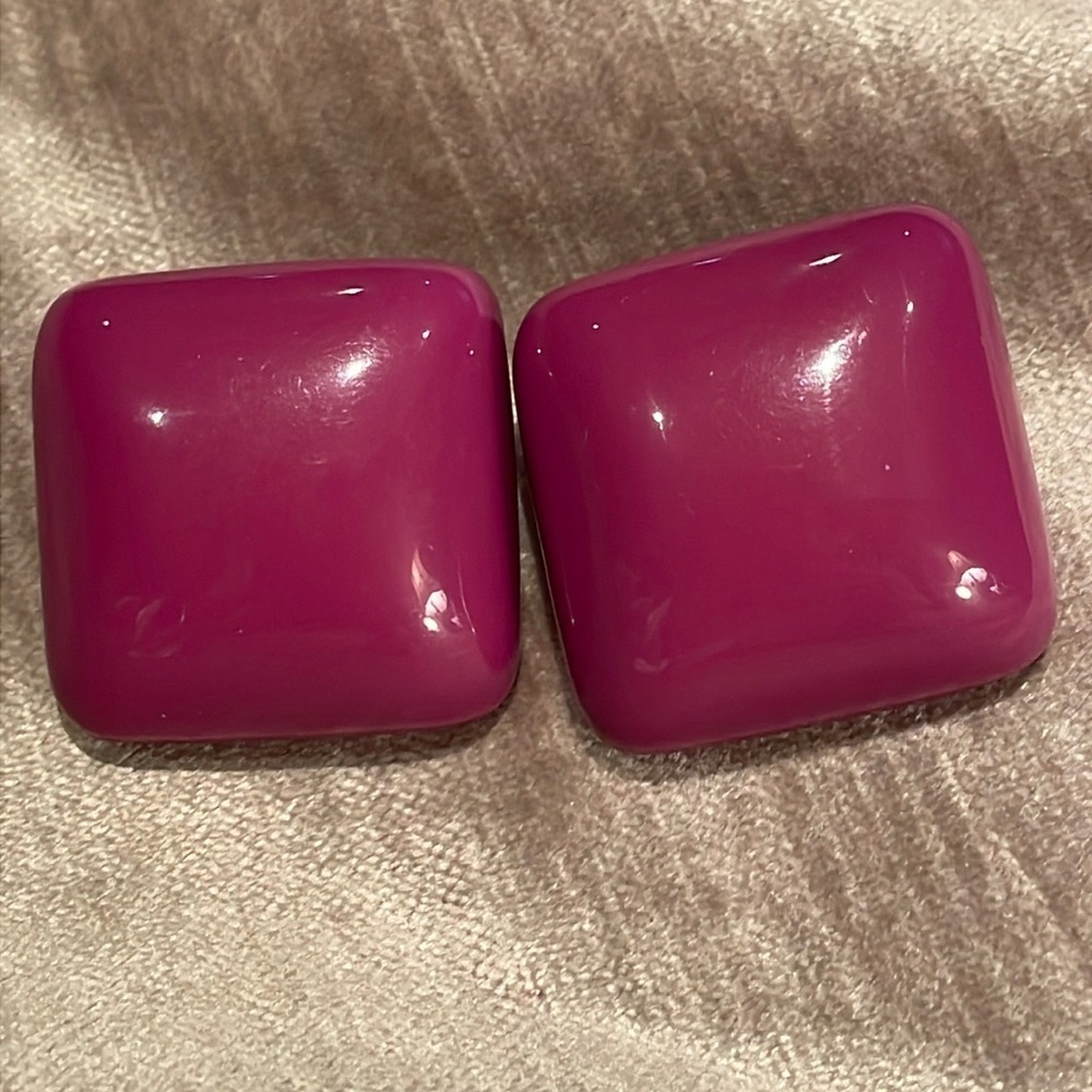 Chunky Purple Square Earrings Lucite